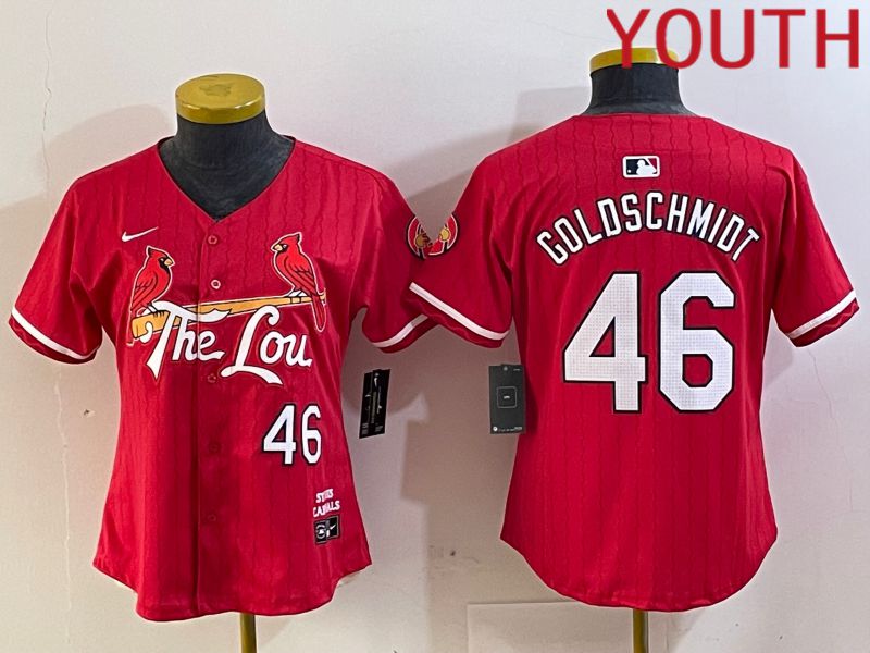 Youth St.Louis Cardinals #46 Goldschmidt Red City Edition 2024 Nike MLB Jersey style 1->youth mlb jersey->Youth Jersey